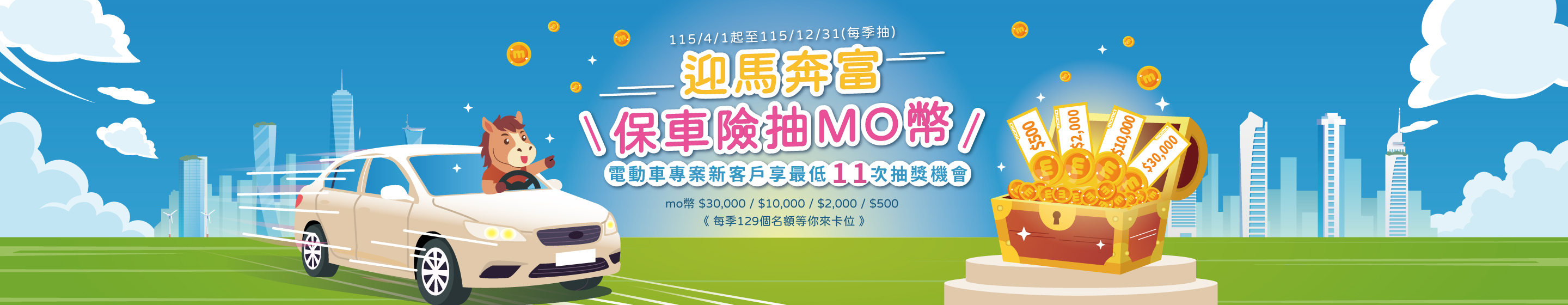 迎馬奔富 | 保車險抽mo幣